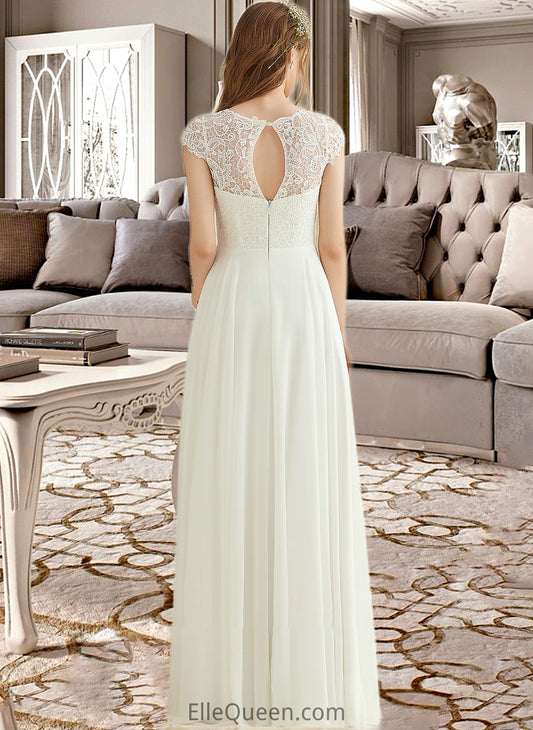 Martina A-Line Floor-Length Chiffon Lace Wedding Dress DGP0013687