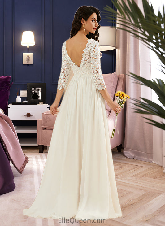 Martina A-Line Sweep Train Wedding Dress With Lace DGP0013715