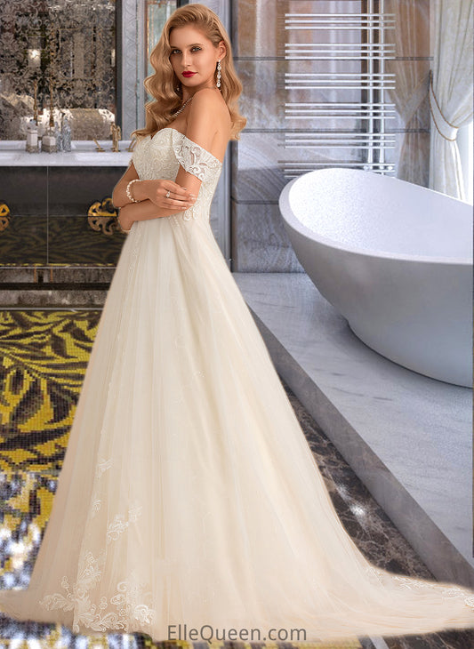 Ellen Ball-Gown/Princess Chapel Train Tulle Lace Wedding Dress With Sequins DGP0013726