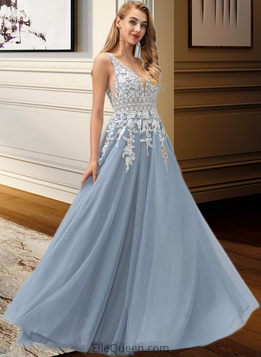 Shaniya Ball-Gown/Princess V-neck Floor-Length Tulle Wedding Dress With Lace DGP0013763