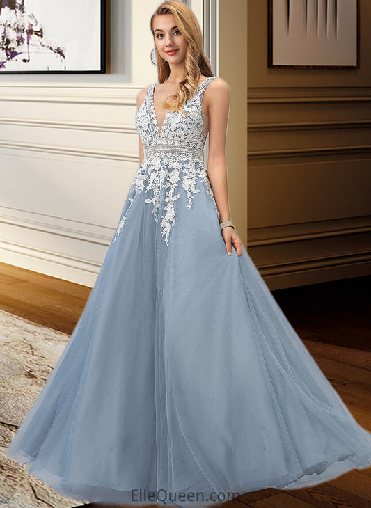 Shaniya Ball-Gown/Princess V-neck Floor-Length Tulle Wedding Dress With Lace DGP0013763