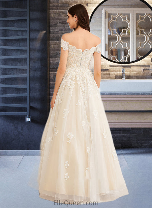 Siena Ball-Gown/Princess Off-the-Shoulder Floor-Length Wedding Dress With Beading Sequins DGP0013765