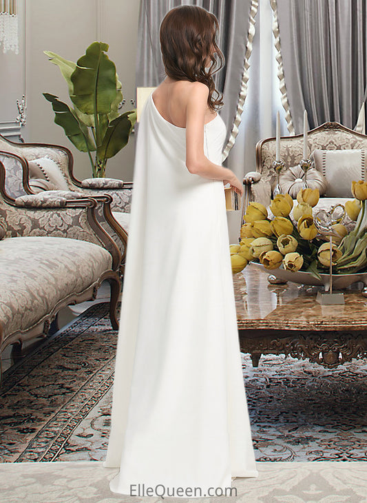 Justice Sheath/Column One-Shoulder Floor-Length Stretch Crepe Wedding Dress DGP0013801