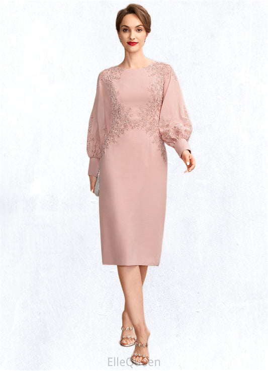 Kaylen Sheath/Column Scoop Neck Knee-Length Chiffon Lace Mother of the Bride Dress With Beading Sequins DG126P0015020