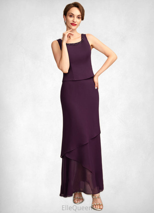 Danica Sheath/Column Scoop Neck Ankle-Length Chiffon Mother of the Bride Dress With Beading Sequins DG126P0015024