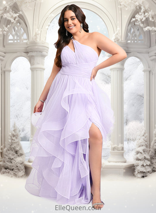 Cara Ball-Gown/Princess Asymmetrical One Shoulder Floor-Length Tulle Prom Dresses DGP0025867