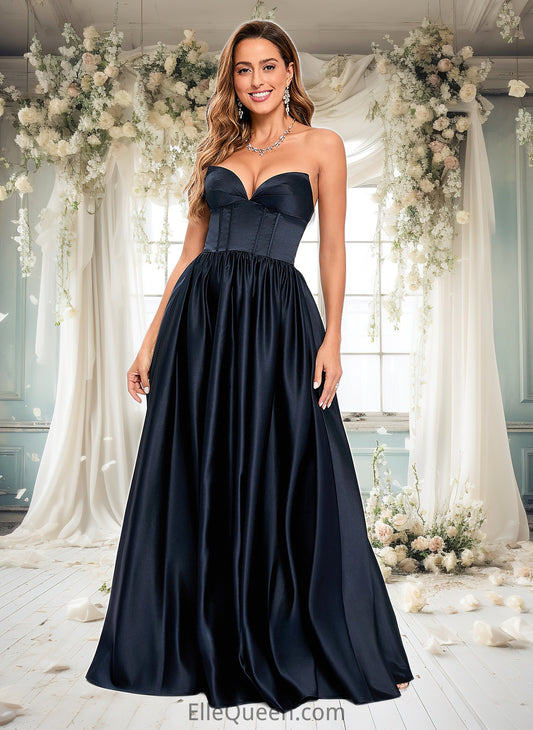 Payton Ball-Gown/Princess V-Neck Floor-Length Satin Prom Dresses DGP0025840