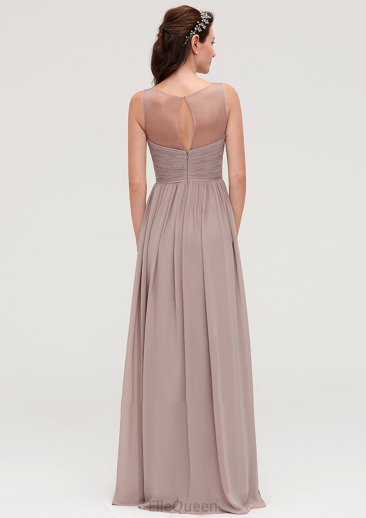 Sleeveless A-line/Princess Chiffon Long/Floor-Length Bridesmaid Dresseses With Pleated Eliza DGP0025479