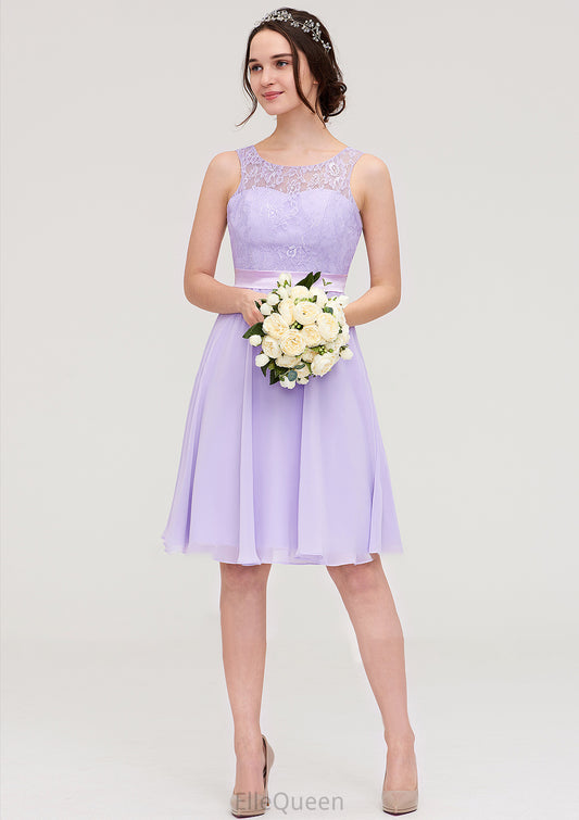 Sleeveless Knee-Length Chiffon A-line/Princess Bridesmaid Dresses With Sashes Lace Felicity DGP0025481