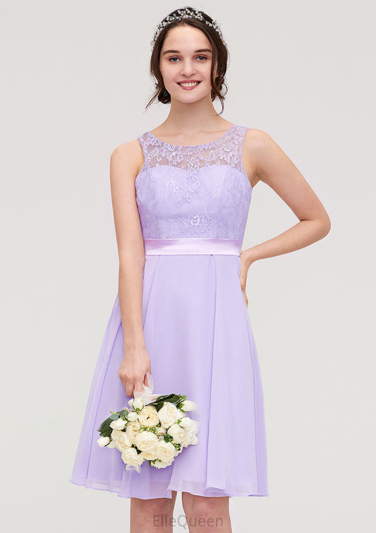 Sleeveless Knee-Length Chiffon A-line/Princess Bridesmaid Dresses With Sashes Lace Felicity DGP0025481