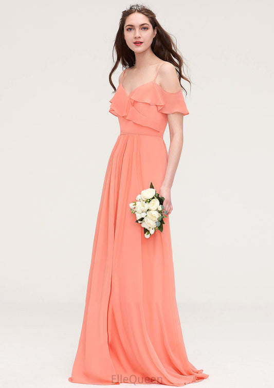 Sleeveless Sweetheart Long/Floor-Length Chiffon A-line/Princess Bridesmaid Dresses With Pleated Lina DGP0025492