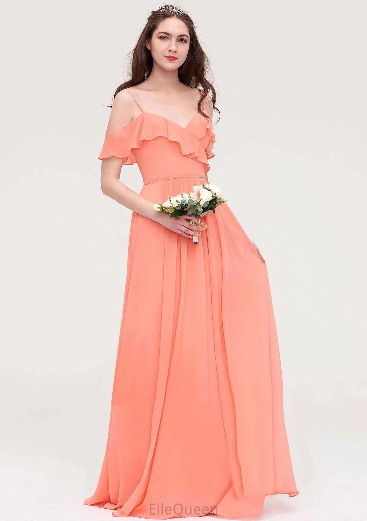 Sleeveless Sweetheart Long/Floor-Length Chiffon A-line/Princess Bridesmaid Dresses With Pleated Lina DGP0025492