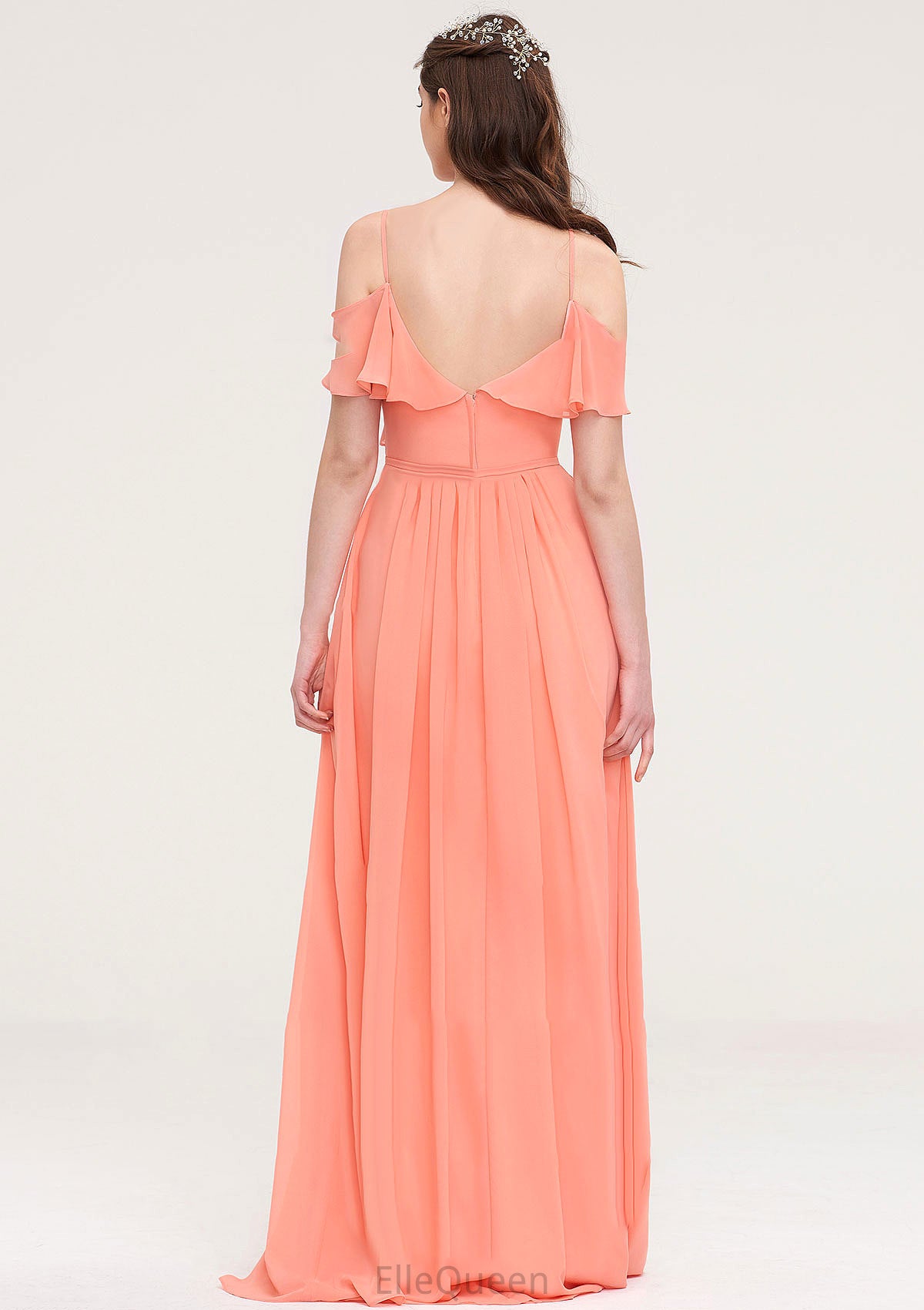 Sleeveless Sweetheart Long/Floor-Length Chiffon A-line/Princess Bridesmaid Dresses With Pleated Lina DGP0025492