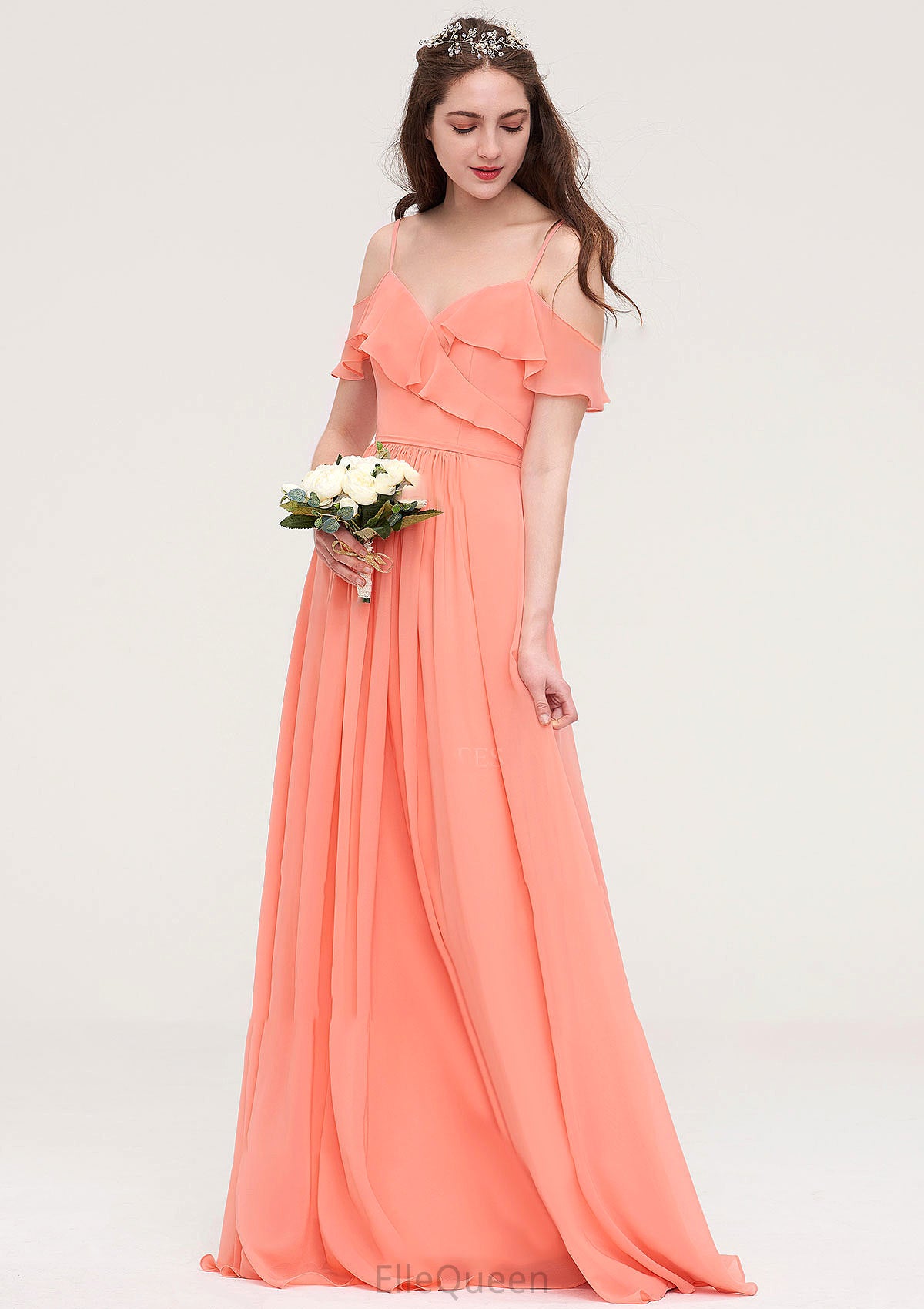 Sleeveless Sweetheart Long/Floor-Length Chiffon A-line/Princess Bridesmaid Dresses With Pleated Lina DGP0025492