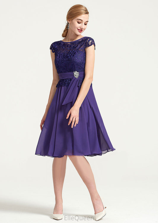 Sleeveless Bateau Knee-Length A-line/Princess Chiffon Bridesmaid Dresses With Rhinestone Appliqued Sashes Aniyah DGP0025496