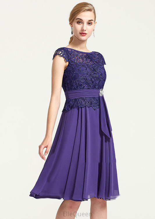 Sleeveless Bateau Knee-Length A-line/Princess Chiffon Bridesmaid Dresses With Rhinestone Appliqued Sashes Aniyah DGP0025496