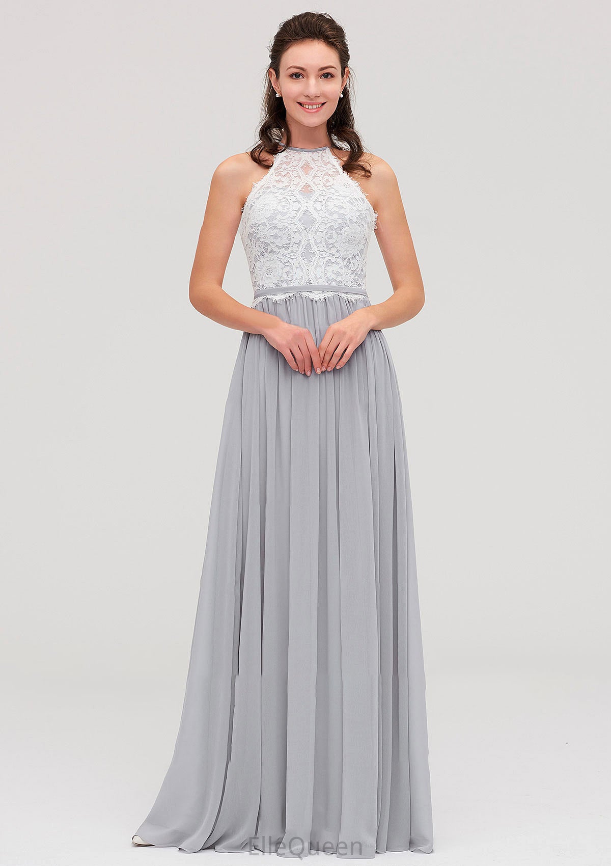 Sleeveless Scoop Neck A-line/Princess Chiffon Long/Floor-Length Bridesmaid Dresseses With Lace Gillian DGP0025497