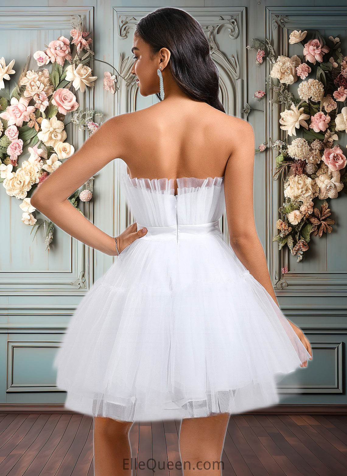 Aliza Ball-Gown/Princess Asymmetrical Short Tulle Homecoming Dress With Bow DGP0025709