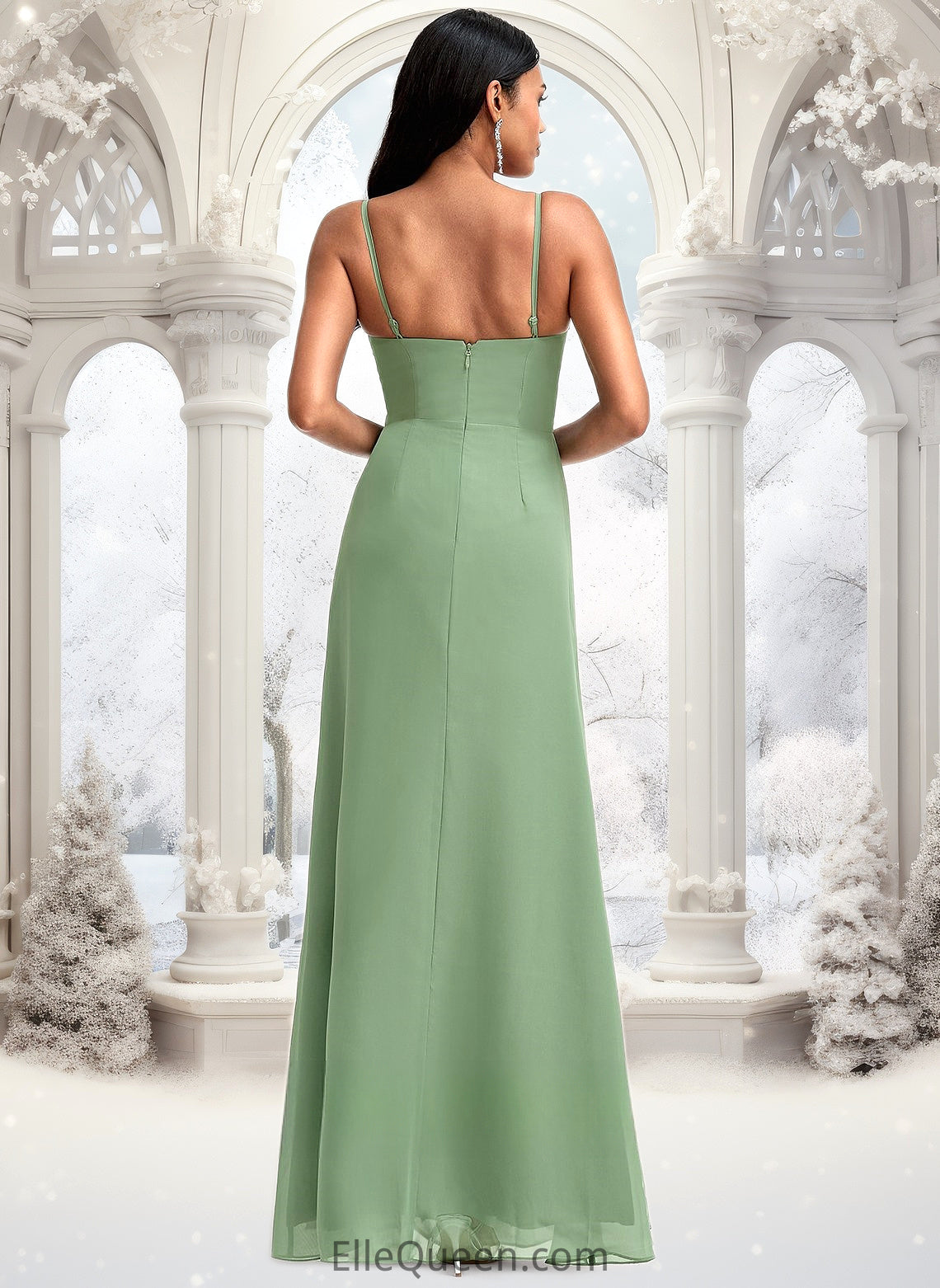 Elyse A-line Cowl Floor-Length Chiffon Bridesmaid Dress DGP0025741