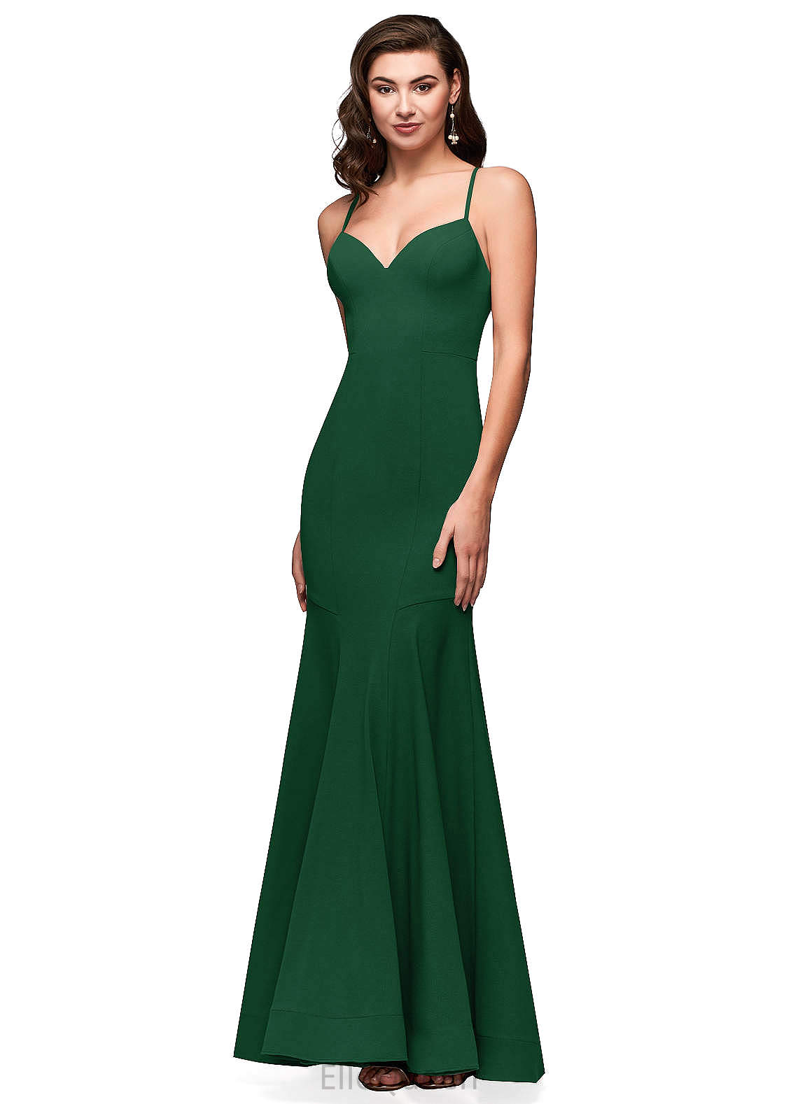 Heidy Spaghetti Staps Natural Waist Sleeveless Floor Length Trumpet/Mermaid Satin Bridesmaid Dresses