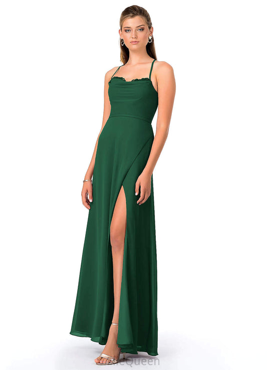 Yuliana Sleeveless Floor Length Natural Waist Trumpet/Mermaid Spaghetti Staps Spandex Bridesmaid Dresses