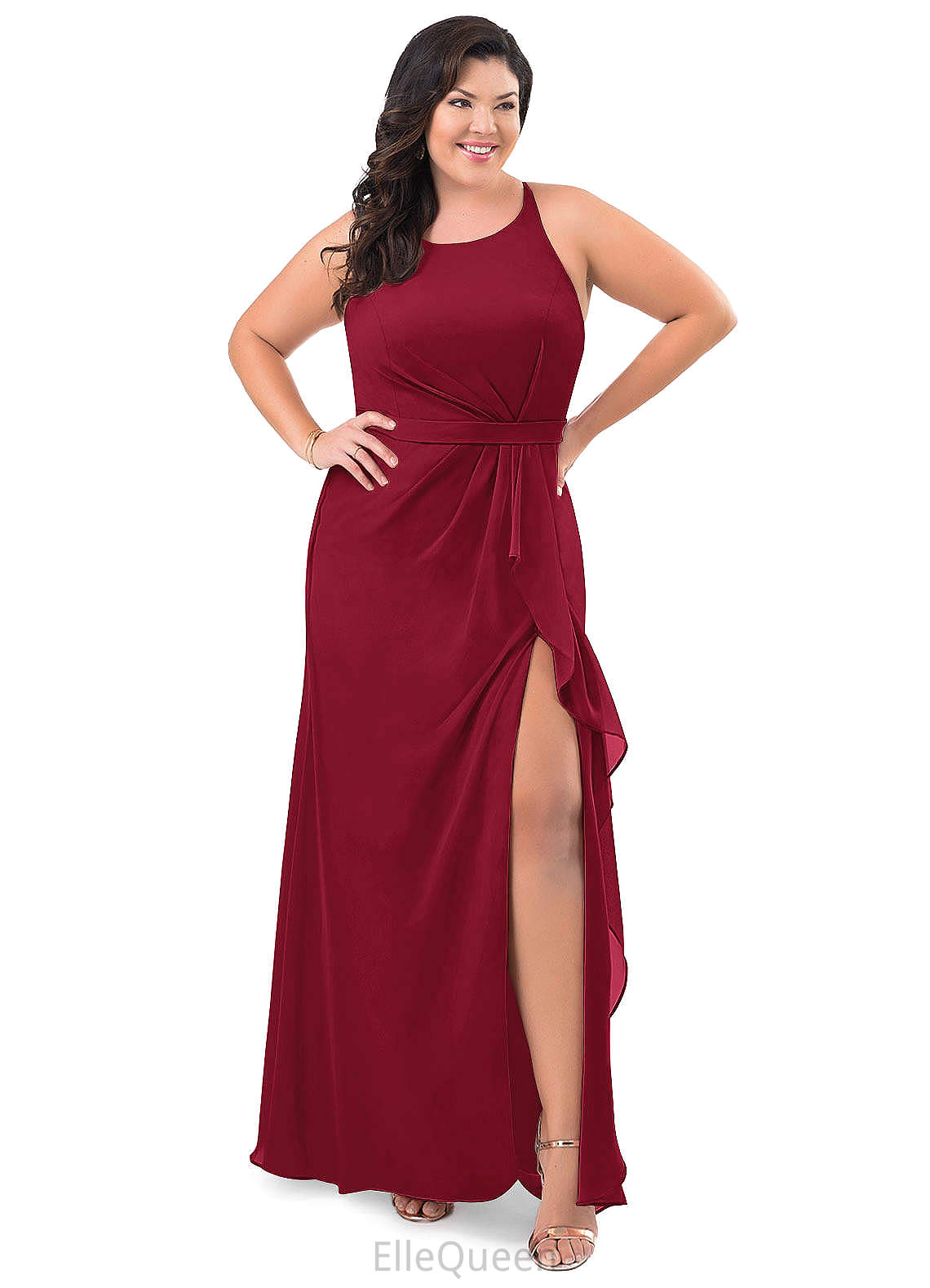 Holly Sleeveless One Shoulder Floor Length Trumpet/Mermaid Velvet Natural Waist Bridesmaid Dresses