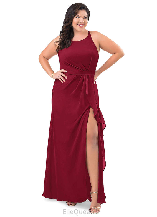 Holly Sleeveless One Shoulder Floor Length Trumpet/Mermaid Velvet Natural Waist Bridesmaid Dresses