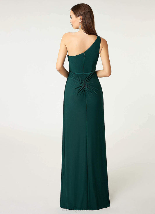 Macie One Shoulder Velvet Sleeveless Floor Length Natural Waist Trumpet/Mermaid Bridesmaid Dresses