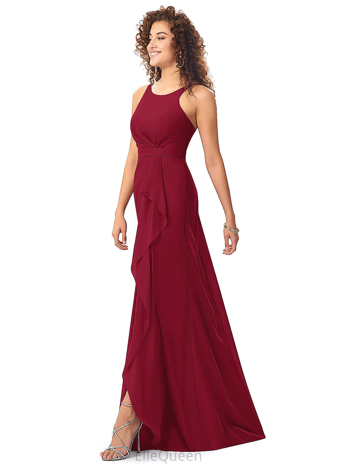 Holly Sleeveless One Shoulder Floor Length Trumpet/Mermaid Velvet Natural Waist Bridesmaid Dresses