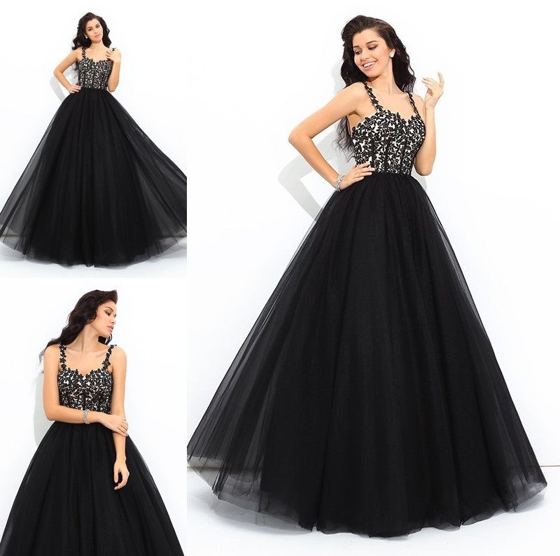 Straps Gown Sleeveless Long Ball Applique Net Quinceanera Dresses