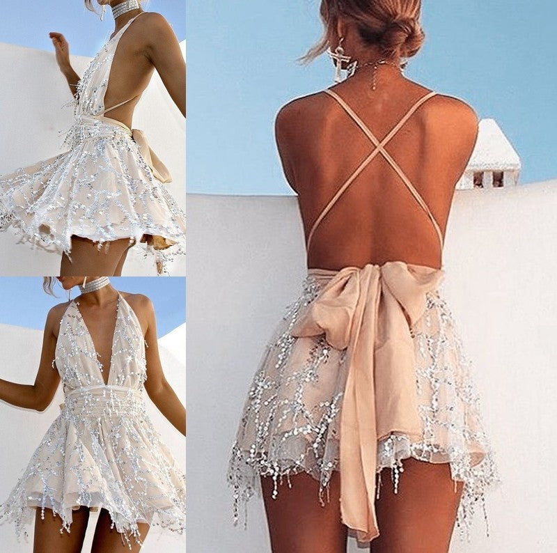 Sleeveless Beading Halter A-Line/Princess Short/Mini Homecoming Dress