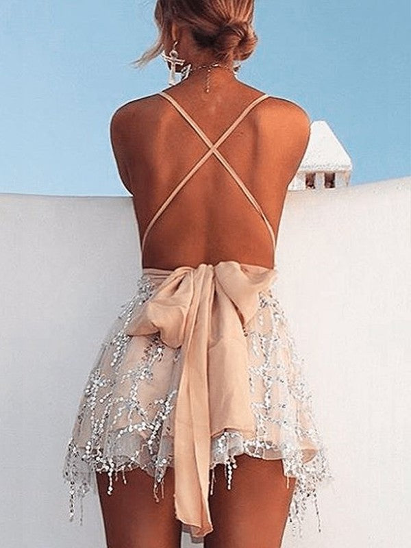 Sleeveless Beading Halter A-Line/Princess Short/Mini Homecoming Dress